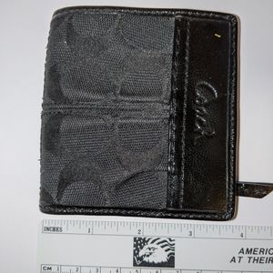 Small Black leather and fabric Coach Wallet